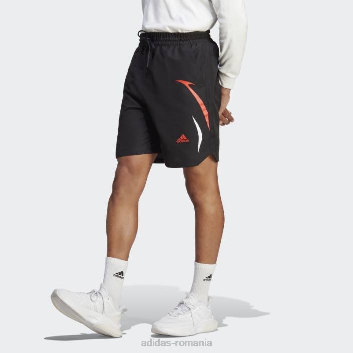 Adidas pantaloni scurți negri țesuți cu blocuri de culoare adidas bărbați negru/rosu 2JBN14199