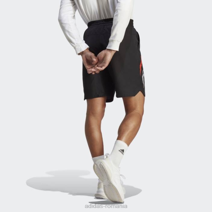 Adidas pantaloni scurți negri țesuți cu blocuri de culoare adidas bărbați negru/rosu 2JBN14199