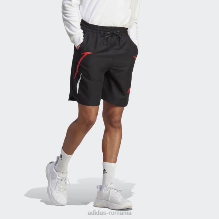 Adidas pantaloni scurți negri țesuți cu blocuri de culoare adidas bărbați negru/rosu 2JBN14199