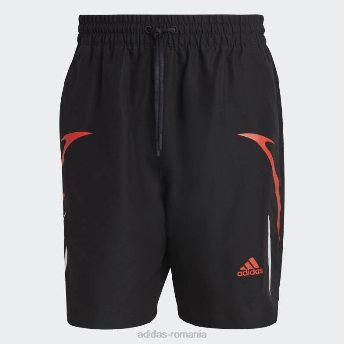 Adidas pantaloni scurți negri țesuți cu blocuri de culoare adidas bărbați negru/rosu 2JBN14199