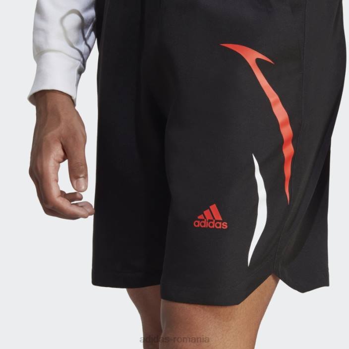 Adidas pantaloni scurți negri țesuți cu blocuri de culoare adidas bărbați negru/rosu 2JBN14199