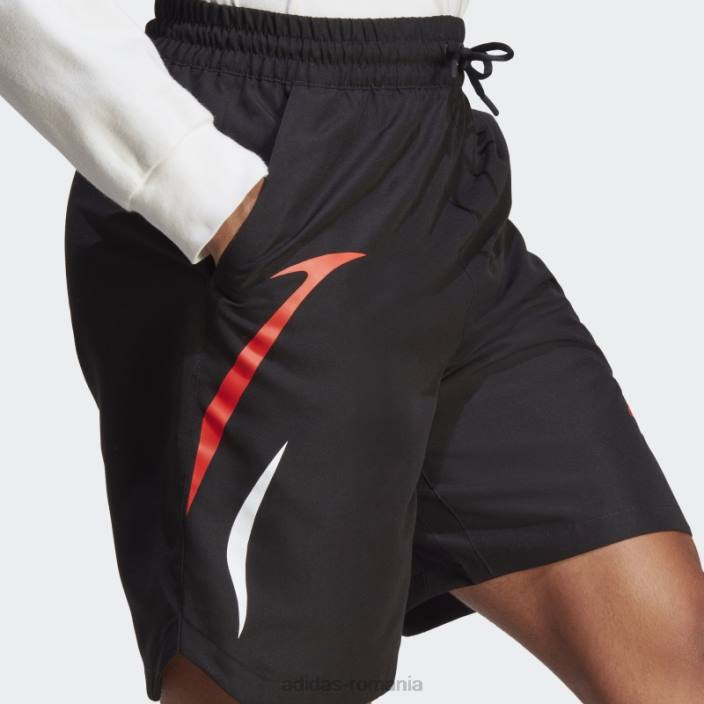 Adidas pantaloni scurți negri țesuți cu blocuri de culoare adidas bărbați negru/rosu 2JBN14199