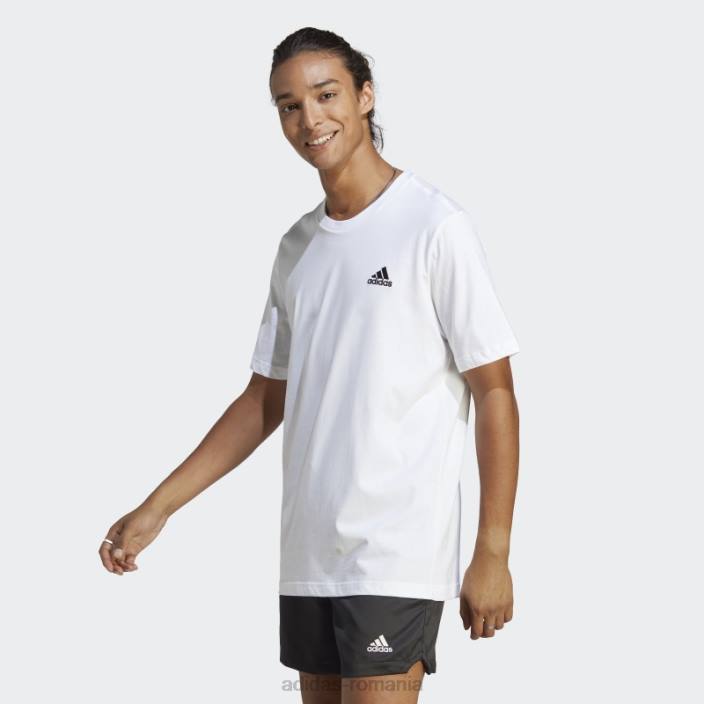 Adidas tricou cu logo mic brodat din un singur jerse alb essentials bărbați alb 2JBN15148