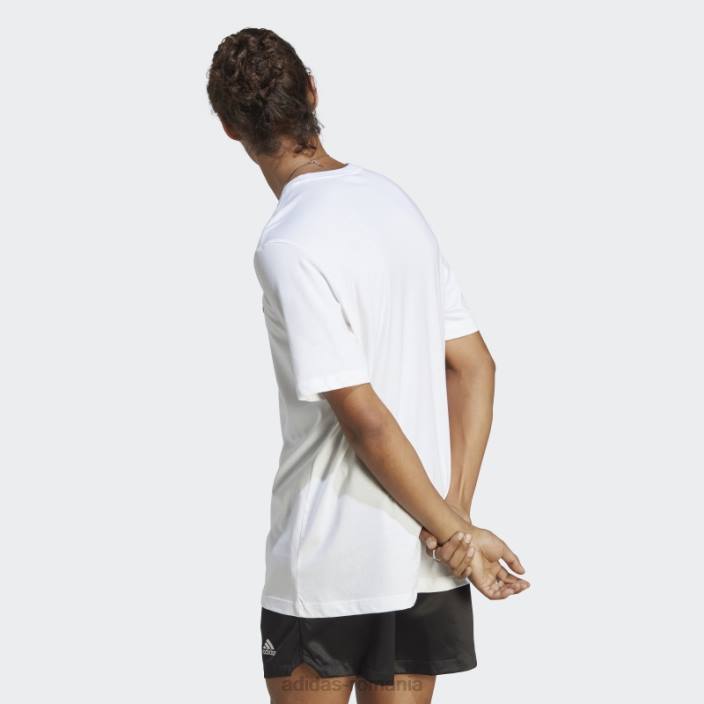 Adidas tricou cu logo mic brodat din un singur jerse alb essentials bărbați alb 2JBN15148