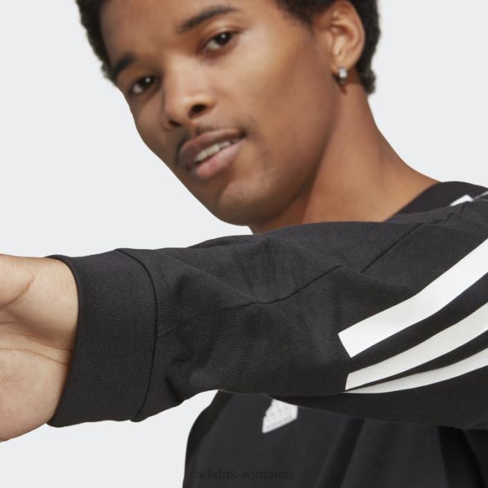Adidas tricou cu mânecă lungă cu 3 dungi cu icoane ale viitorului negru bărbați negru 2JBN5441
