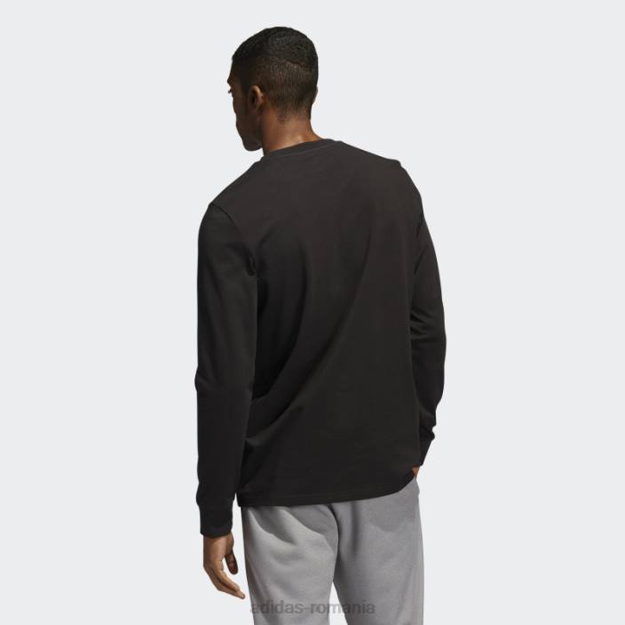 Adidas tricou cu mânecă lungă cu broderie, negru bărbați negru 2JBN6968