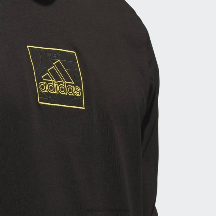 Adidas tricou cu mânecă lungă cu broderie, negru bărbați negru 2JBN6968