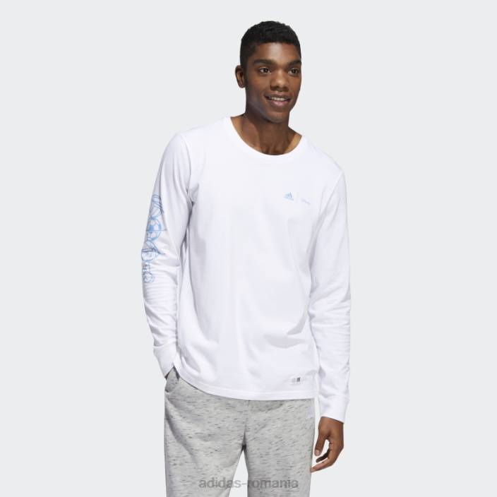 Adidas tricou cu mânecă lungă disney sport alb bărbați alb 2JBN14786