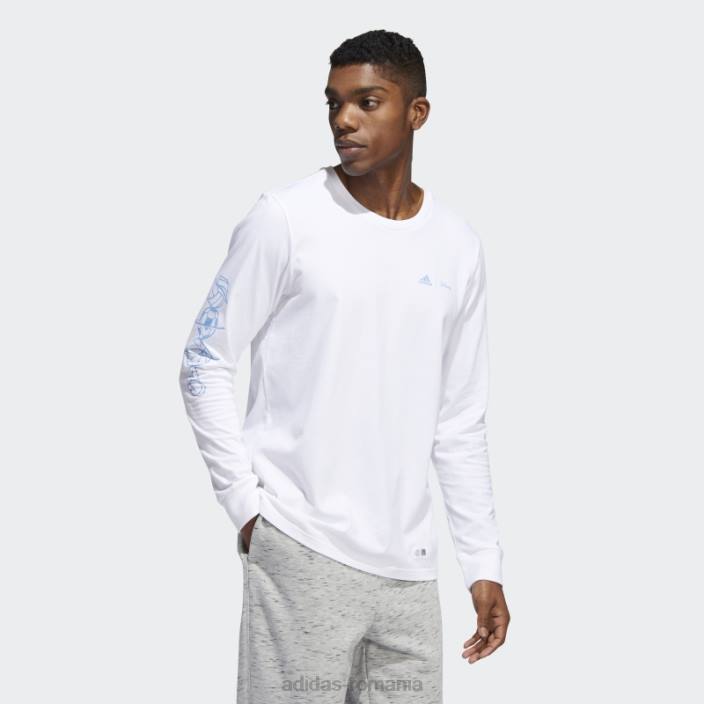 Adidas tricou cu mânecă lungă disney sport alb bărbați alb 2JBN14786