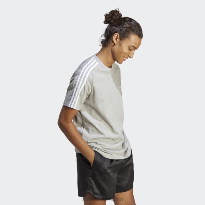 Adidas tricou essentials din tricou cu 3 dungi gri mediu bărbați gri mediu/alb 2JBN5641
