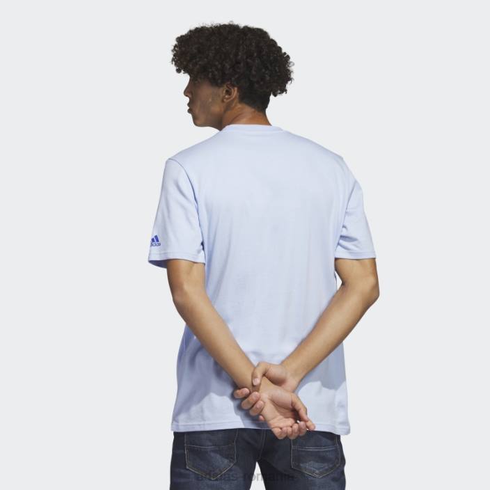 Adidas tricou grafic liniar cu mânecă scurtă, albastru alba bărbați zori albastre 2JBN6098