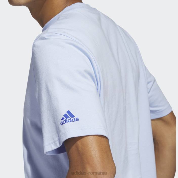 Adidas tricou grafic liniar cu mânecă scurtă, albastru alba bărbați zori albastre 2JBN6098
