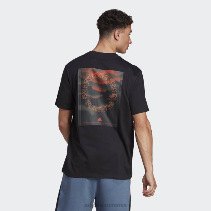 Adidas tricou grafic negru natura bărbați negru 2JBN15317