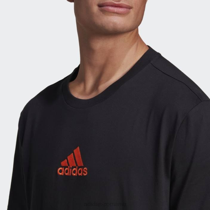 Adidas tricou grafic negru natura bărbați negru 2JBN15317