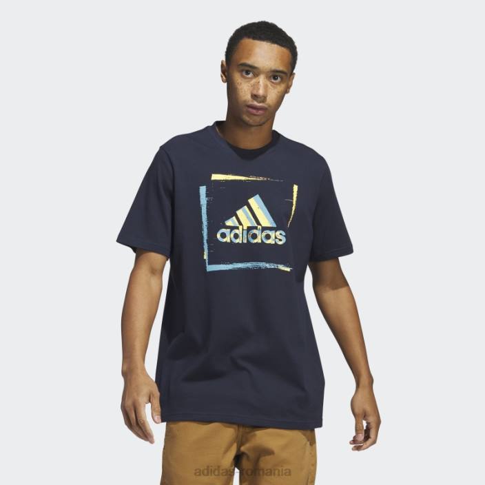 Adidas tricou grafic tricou cu mânecă scurtă cu șablon în două culori, cerneală adidas bărbați cerneală 2JBN5646