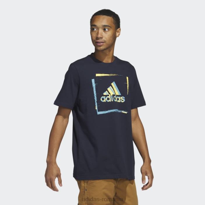 Adidas tricou grafic tricou cu mânecă scurtă cu șablon în două culori, cerneală adidas bărbați cerneală 2JBN5646