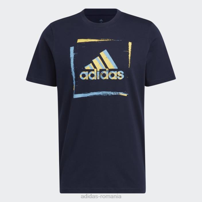 Adidas tricou grafic tricou cu mânecă scurtă cu șablon în două culori, cerneală adidas bărbați cerneală 2JBN5646