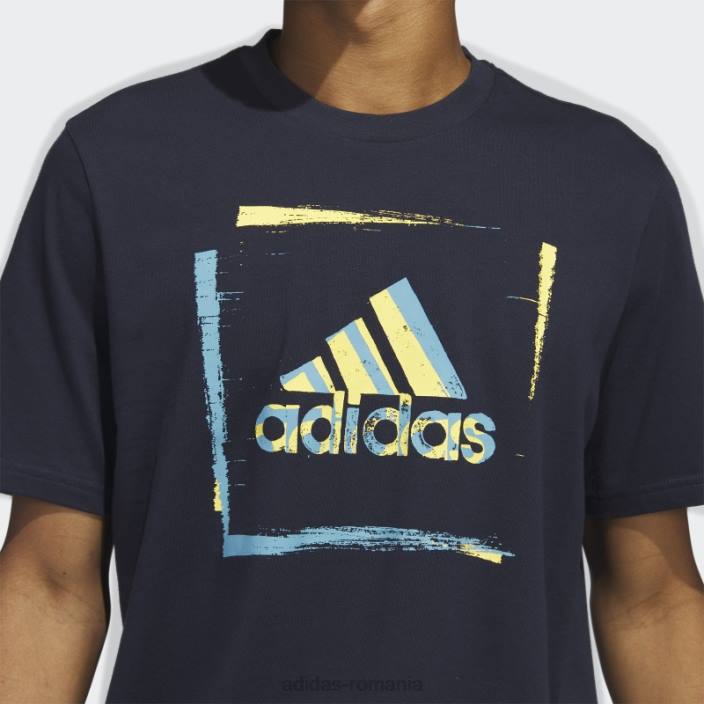 Adidas tricou grafic tricou cu mânecă scurtă cu șablon în două culori, cerneală adidas bărbați cerneală 2JBN5646