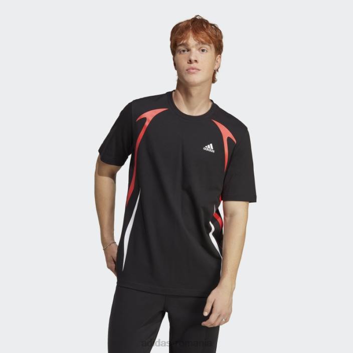 Adidas tricou negru colorblock bărbați negru/alb/rosu 2JBN14260