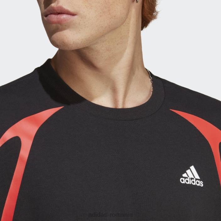 Adidas tricou negru colorblock bărbați negru/alb/rosu 2JBN14260
