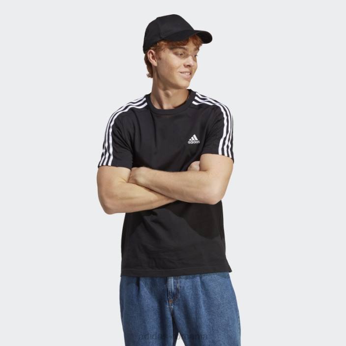 Adidas tricou negru cu 3 dungi din un singur tricou essentials bărbați alb negru 2JBN13271