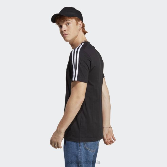 Adidas tricou negru cu 3 dungi din un singur tricou essentials bărbați alb negru 2JBN13271