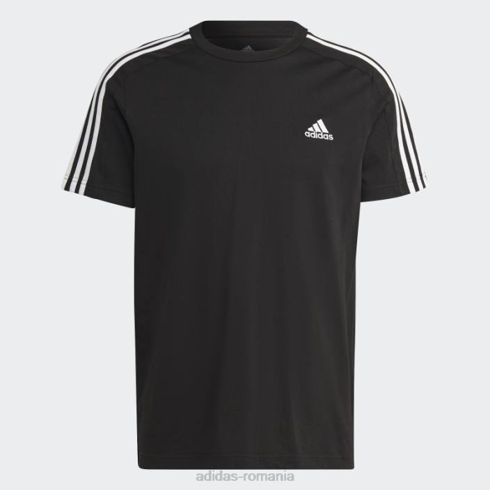 Adidas tricou negru cu 3 dungi din un singur tricou essentials bărbați alb negru 2JBN13271