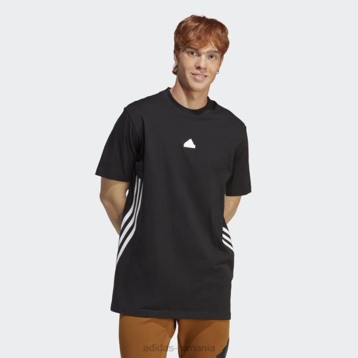 Adidas tricou negru cu 3 dungi icoane viitoare bărbați alb negru 2JBN872