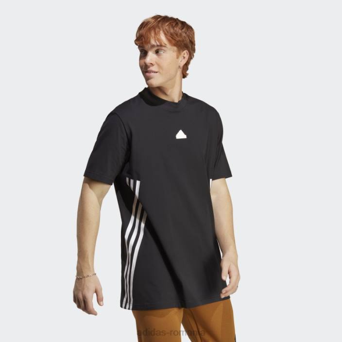 Adidas tricou negru cu 3 dungi icoane viitoare bărbați alb negru 2JBN872