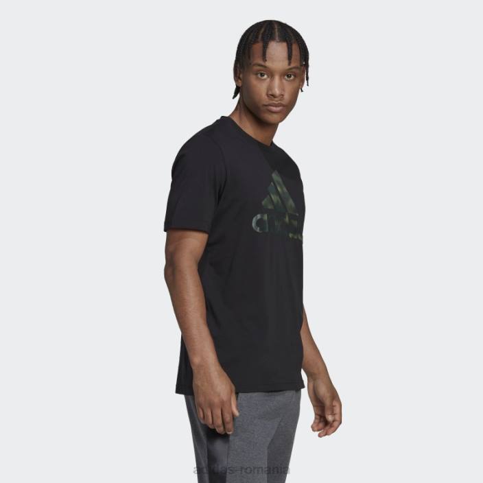 Adidas tricou negru cu imprimeu camo essentials bărbați negru 2JBN6688