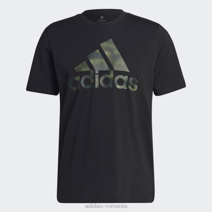 Adidas tricou negru cu imprimeu camo essentials bărbați negru 2JBN6688