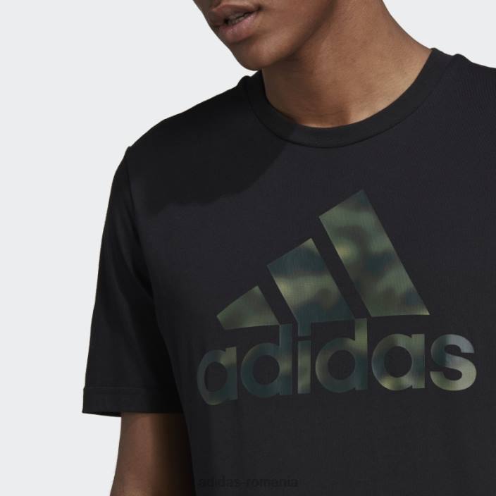 Adidas tricou negru cu imprimeu camo essentials bărbați negru 2JBN6688