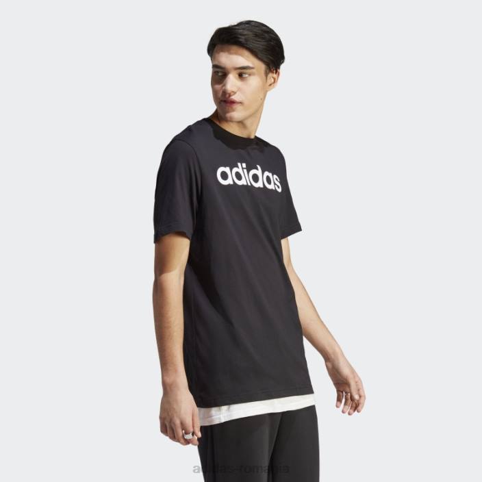 Adidas tricou negru cu logo brodat liniar din tricou single essentials bărbați negru 2JBN3631