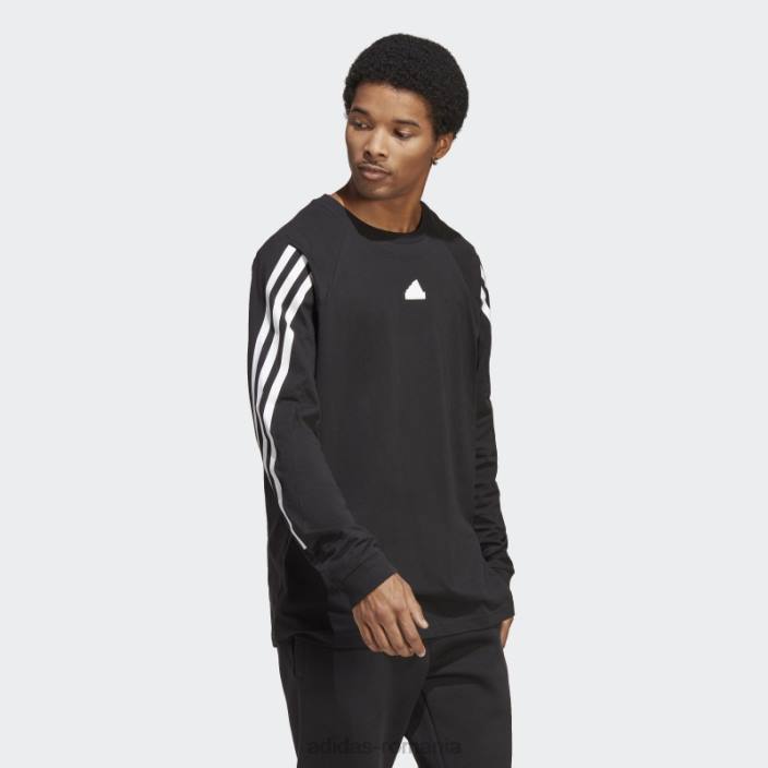 Adidas tricou negru cu mânecă lungă cu 3 dungi future icons bărbați negru 2JBN920