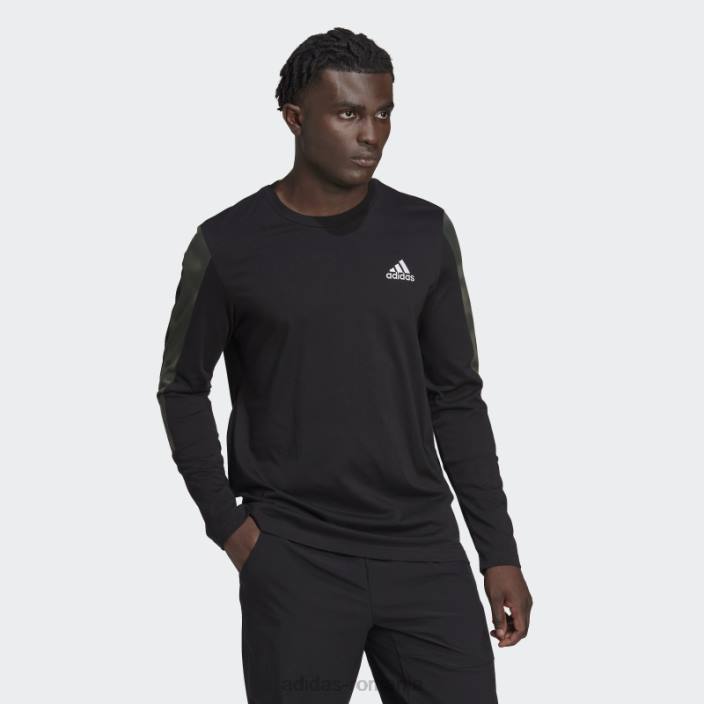 Adidas tricou negru cu mânecă lungă cu imprimeu camo essentials bărbați alb negru 2JBN6940