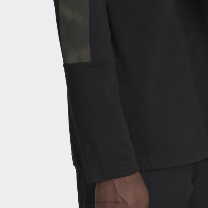 Adidas tricou negru cu mânecă lungă cu imprimeu camo essentials bărbați alb negru 2JBN6940