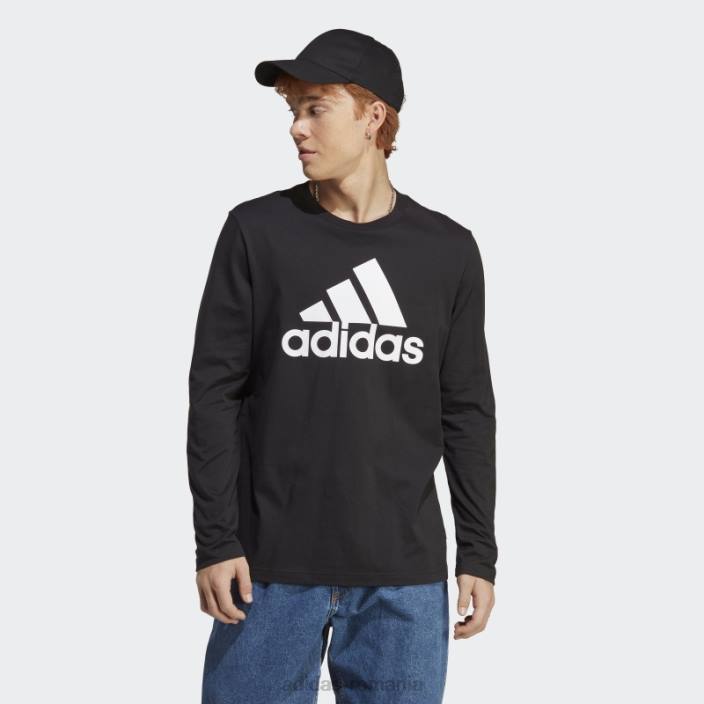 Adidas tricou negru cu mânecă lungă essentials bărbați negru 2JBN3629