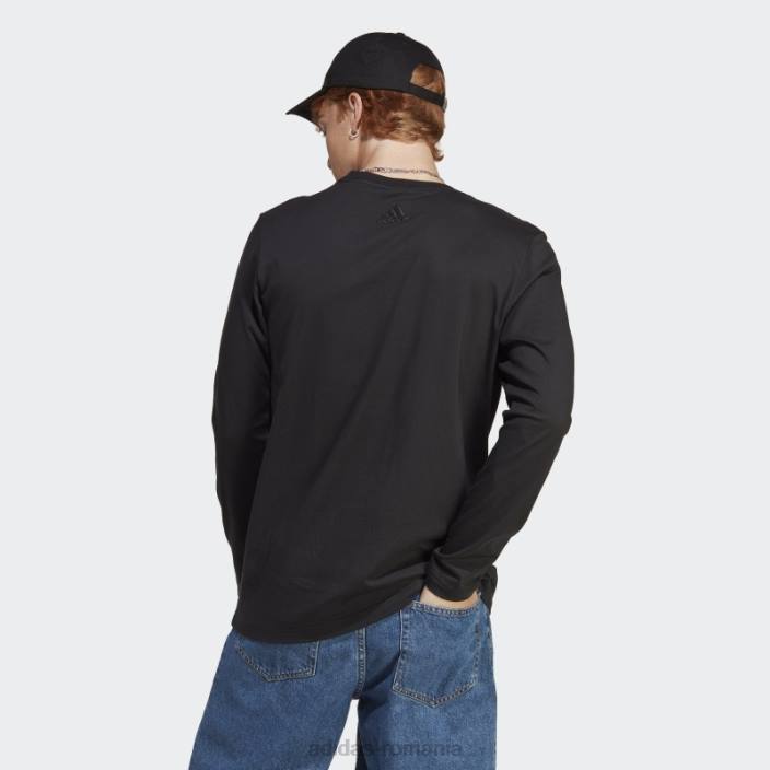 Adidas tricou negru cu mânecă lungă essentials bărbați negru 2JBN3629