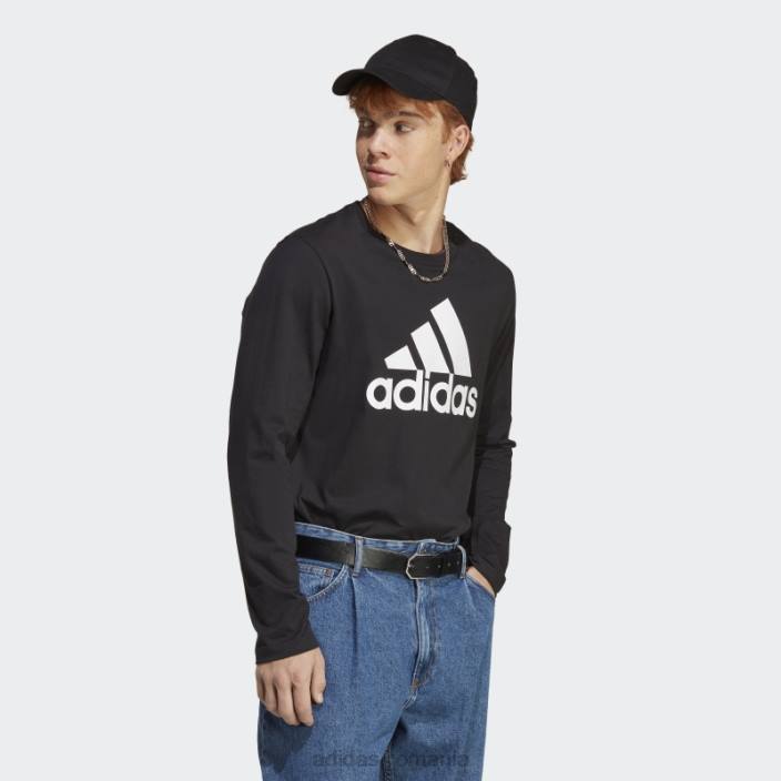 Adidas tricou negru cu mânecă lungă essentials bărbați negru 2JBN3629