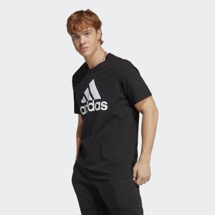 Adidas tricou negru cu un singur tricou cu logo mare essentials bărbați alb negru 2JBN779