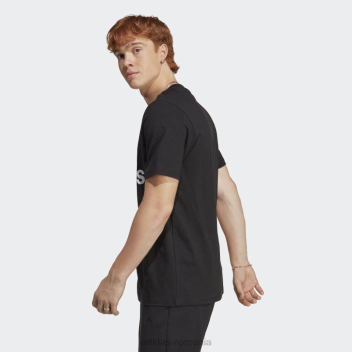 Adidas tricou negru cu un singur tricou cu logo mare essentials bărbați alb negru 2JBN779