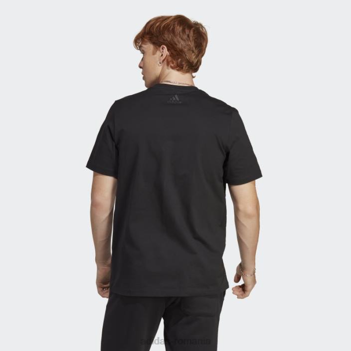 Adidas tricou negru cu un singur tricou cu logo mare essentials bărbați alb negru 2JBN779