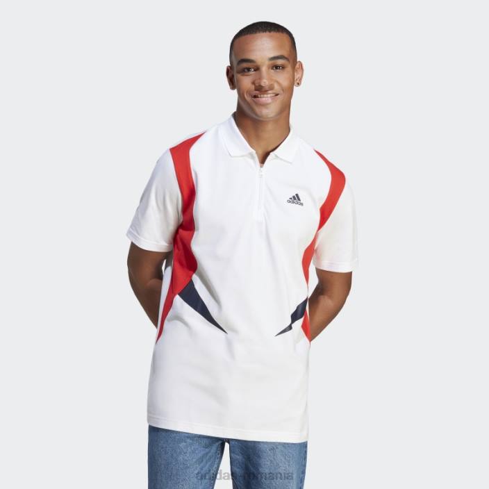 Adidas tricou polo colorblock alb bărbați alb/roșu/cerneală 2JBN14186