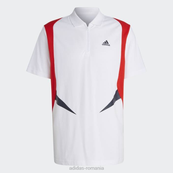 Adidas tricou polo colorblock alb bărbați alb/roșu/cerneală 2JBN14186