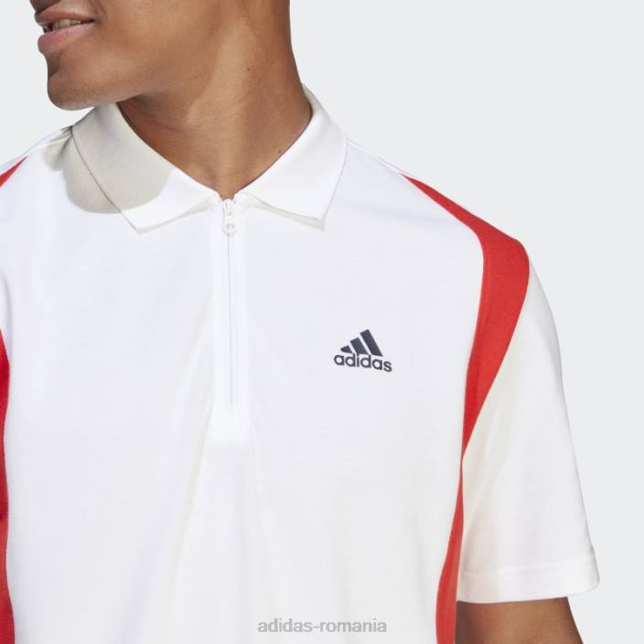 Adidas tricou polo colorblock alb bărbați alb/roșu/cerneală 2JBN14186