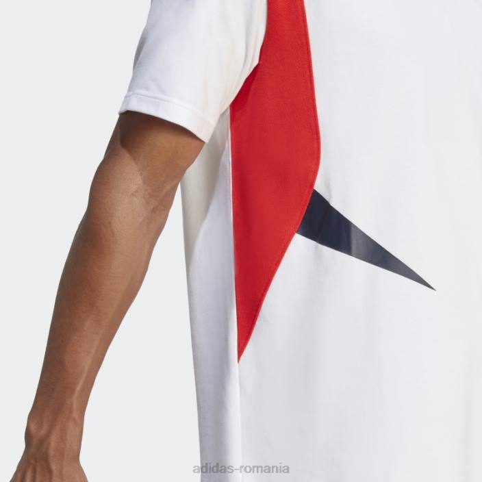 Adidas tricou polo colorblock alb bărbați alb/roșu/cerneală 2JBN14186