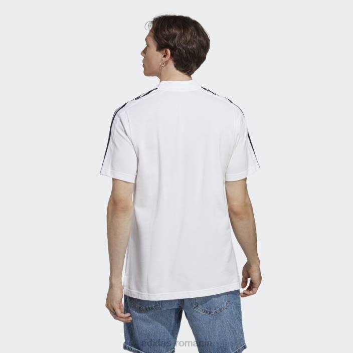 Adidas tricou polo cu 3 dungi alb, piqué, brodat cu logo mic, adidas bărbați alb negru 2JBN885