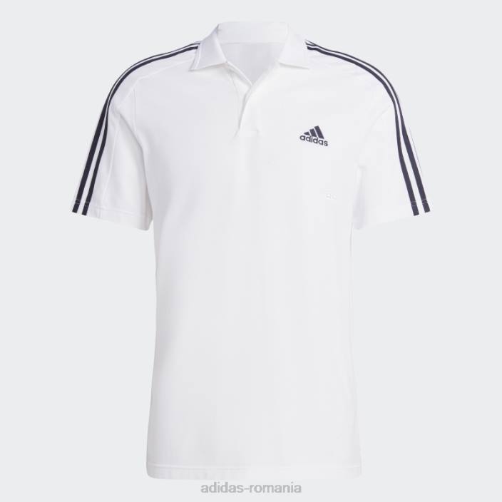 Adidas tricou polo cu 3 dungi alb, piqué, brodat cu logo mic, adidas bărbați alb negru 2JBN885