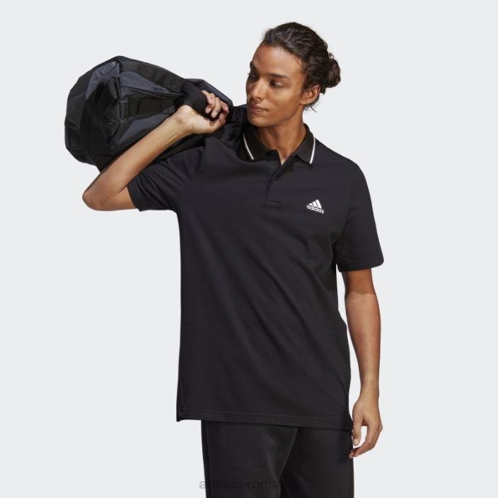 Adidas tricou polo cu logo mic piqué essentials negru bărbați negru 2JBN5414