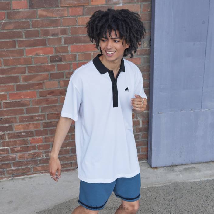 Adidas tricou polo piqué alb bărbați alb 2JBN7334